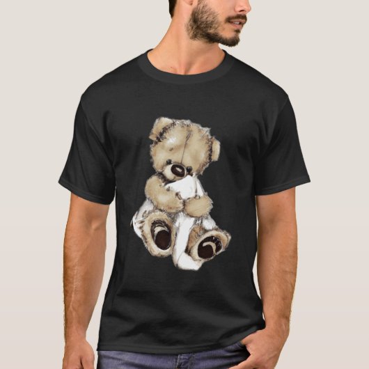 T-shirt Cute teddy with blanket teddy bear with cuddly bla (Devant)