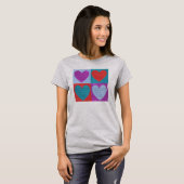 T-shirt Cute Textile Folk Art Hearts Checked (Devant entier)