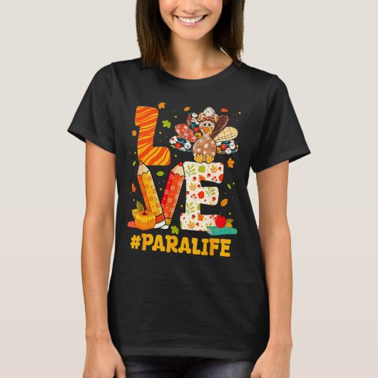 T-shirt Cute Thanksgiving Love Para Teacher Turkey Autumn (Devant)