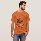 T-shirt Cute Thanksgiving Turkey Autumn Pumpkins Scene (Devant entier)