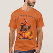 T-shirt Cute Thanksgiving Turkey Autumn Pumpkins Scene (Devant)