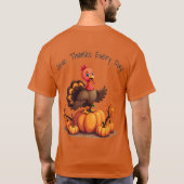 T-shirt Cute Thanksgiving Turkey Autumn Pumpkins Scene (Dos)