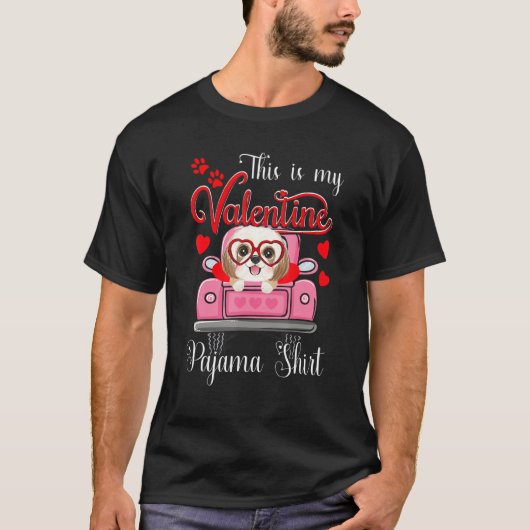 T-shirt Cute This Is My Valentine Pajama Shih Tzu Dog Pupp (Devant)
