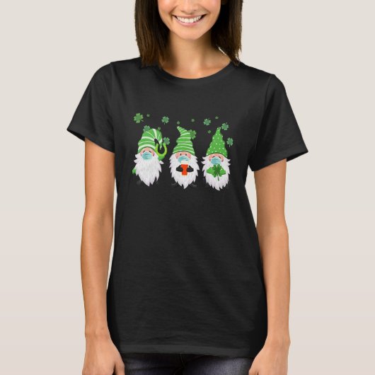T-shirt Cute Three Gnome Shamrock Happy St Patrick's Day (Devant)
