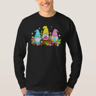 T-shirt Cute Three Gnomes Easter Day Bunny Egg Spring Wome