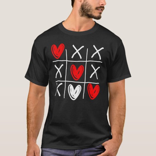 T-shirt Cute Tic Tac Toe Hearts Valentines Day (Devant)