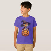 T-shirt Cute Tiger Cub Wearing Witch Hat (Devant entier)