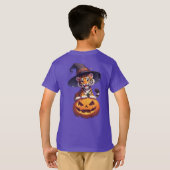 T-shirt Cute Tiger Cub Wearing Witch Hat (Dos entier)