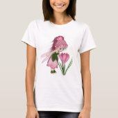 T-shirt Cute Toon Rose Crocus Fairy, debout par une fleur (Devant)