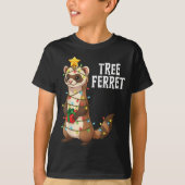 T-shirt Cute Tree Ferret Christmas Lights Holiday Design (Devant)