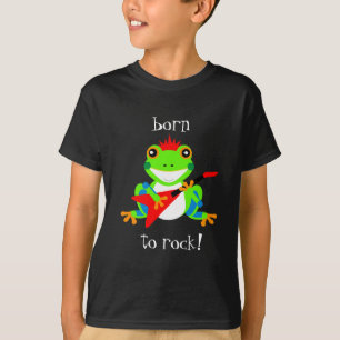 T-shirt Cute Tree Frogs Rockin' Red Guitares