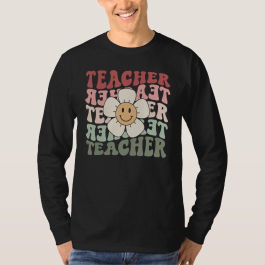 T-shirt Cute Trendy Teacher Flower Retro Teacher (Devant)