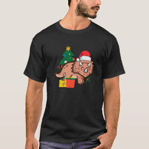 T-shirt Cute Triceratops Dinosaur Père Noël Joyeux Noël