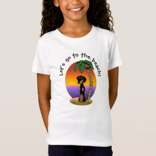 T-Shirt Cute Tropical Island Beach Dachshund (noir & bronz
