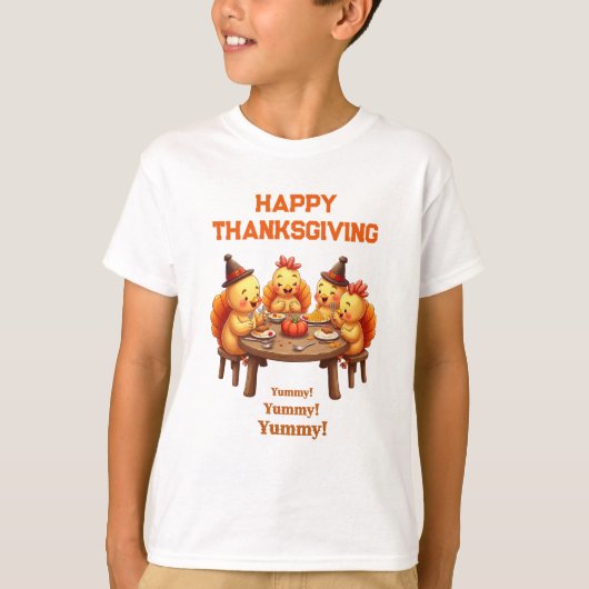 T-shirt Cute Turkeys Feast (Devant)