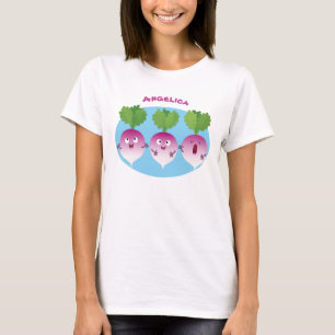 T-shirt Cute turnip légumes trio chanter dessin animé