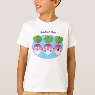 T-shirt Cute turnip légumes trio chanter dessin animé