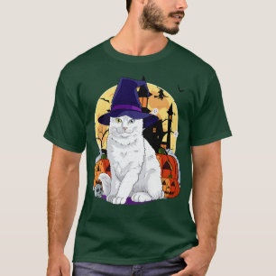 T-shirt Cute turque Angora Chat Halloween sorcier Citrouil