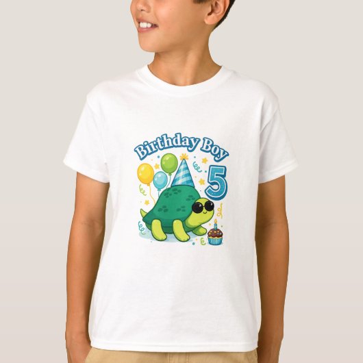T-shirt Cute Turtle Birthday Boy 5 – Funny Turtle 5th Birt (Devant)