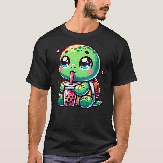 T-shirt Cute turtle drinking boba. Funny Boba Turtles Love (Devant)