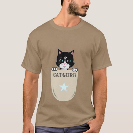 T-shirt Cute Tuxedo Cat Guru (Devant)