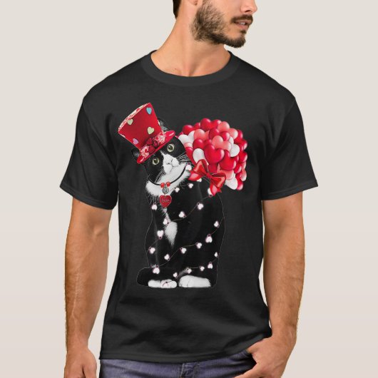 T-shirt Cute Tuxedo Valentines Jour Coeurs Balloon Pour Ch (Devant)