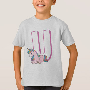 T-shirt Cute U pour Unicorn - Kids English ABCD Alphabet