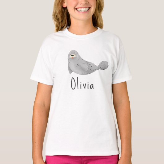T-shirt Cute Under the Sea Ocean Seal and Name (Devant)