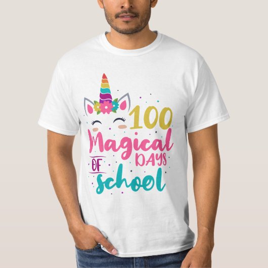 T-shirt Cute Unicorn 100 Jours Magiques De L'École (Devant)