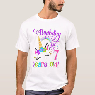 T-shirt Cute Unicorn 7E Fête Anniversaire Fille 7 Ans