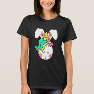 T-shirt Cute Unicorn Bunny Visage Pâques Jour Enfants Fill