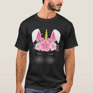 T-shirt Cute Unicorn Bunny Visage Pâques Jour Enfants Fill
