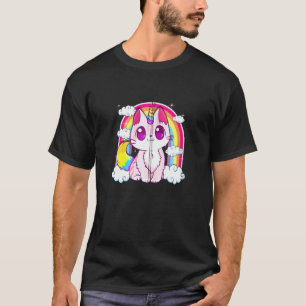T-shirt Cute Unicorn Chat Adorable Souriant Rainbow Kitty 