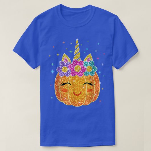 T-shirt Cute Unicorn Citrouille Halloween Thanksgiving (Design devant)