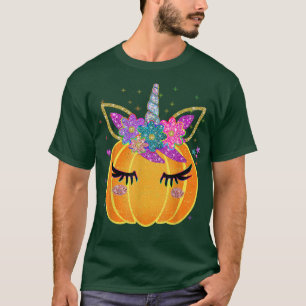 T-shirt Cute Unicorn Citrouille Halloween Thanksgiving