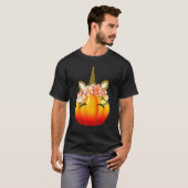 T-shirt Cute Unicorn Citrouille Halloween Thanksgiving (Devant entier)