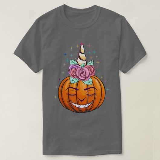 T-shirt Cute Unicorn Citrouille Halloween Thanksgiving Don (Design devant)