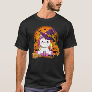 T-shirt Cute Unicorn Citrouille Halloween Thanksgiving Hal