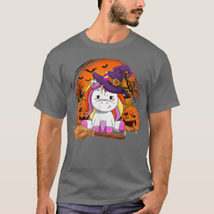 T-shirt Cute Unicorn Citrouille Halloween Thanksgiving Hal