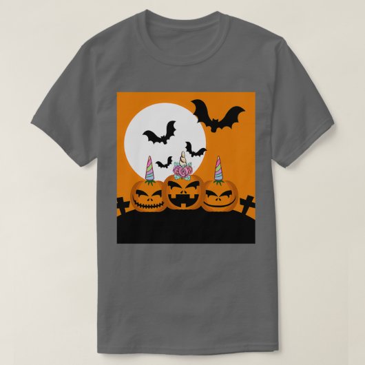 T-shirt Cute Unicorn Citrouille pour Halloween (Design devant)