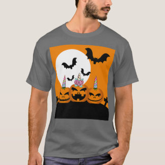 T-shirt Cute Unicorn Citrouille pour Halloween