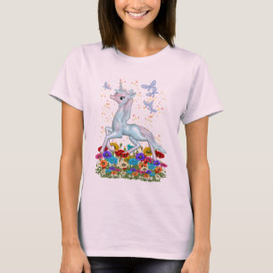 T-shirt Cute Unicorn et Papillons. tee - shirt