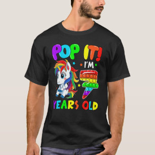 T-shirt Cute Unicorn Fidget Toys Pop It I'm 7 Kids 7th Bir