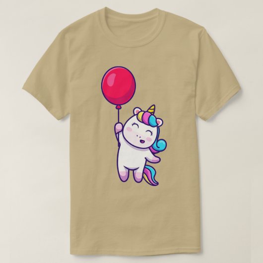 T-shirt Cute Unicorn Flottant Avec Ballons (Design devant)