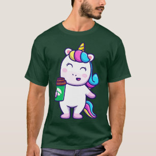 T-shirt Cute Unicorn Holding Coffee