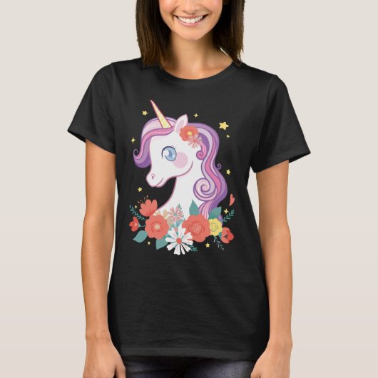 T-shirt Cute Unicorn I Unicorn Girls Ladies Children (Devant)