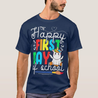 T-shirt Cute Unicorn Joyeux Premier Jour De L'École Stude 