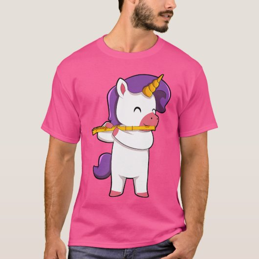 T-shirt Cute Unicorn Lecture Flûte (Devant)