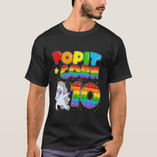 T-shirt Cute Unicorn Pop It Corn Joyeux 10E Anniversaire