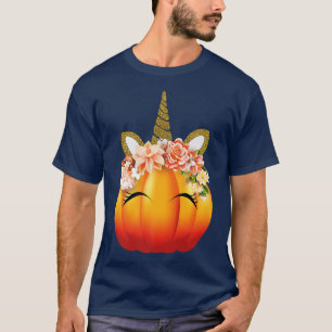 T-shirt Cute Unicorn Pumkin Halloween Thanksgiving Premiu